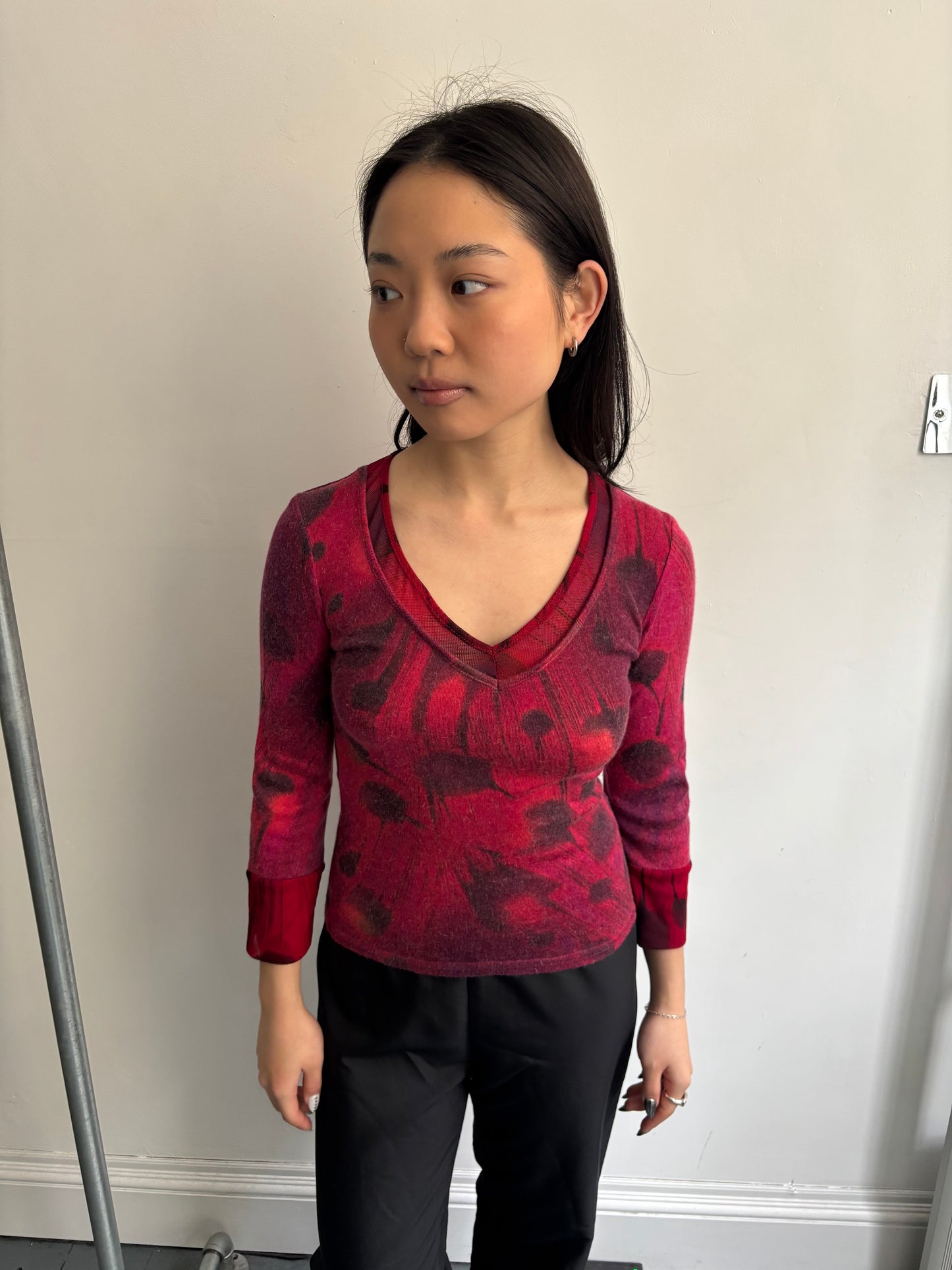 Red Mesh Long Sleeve