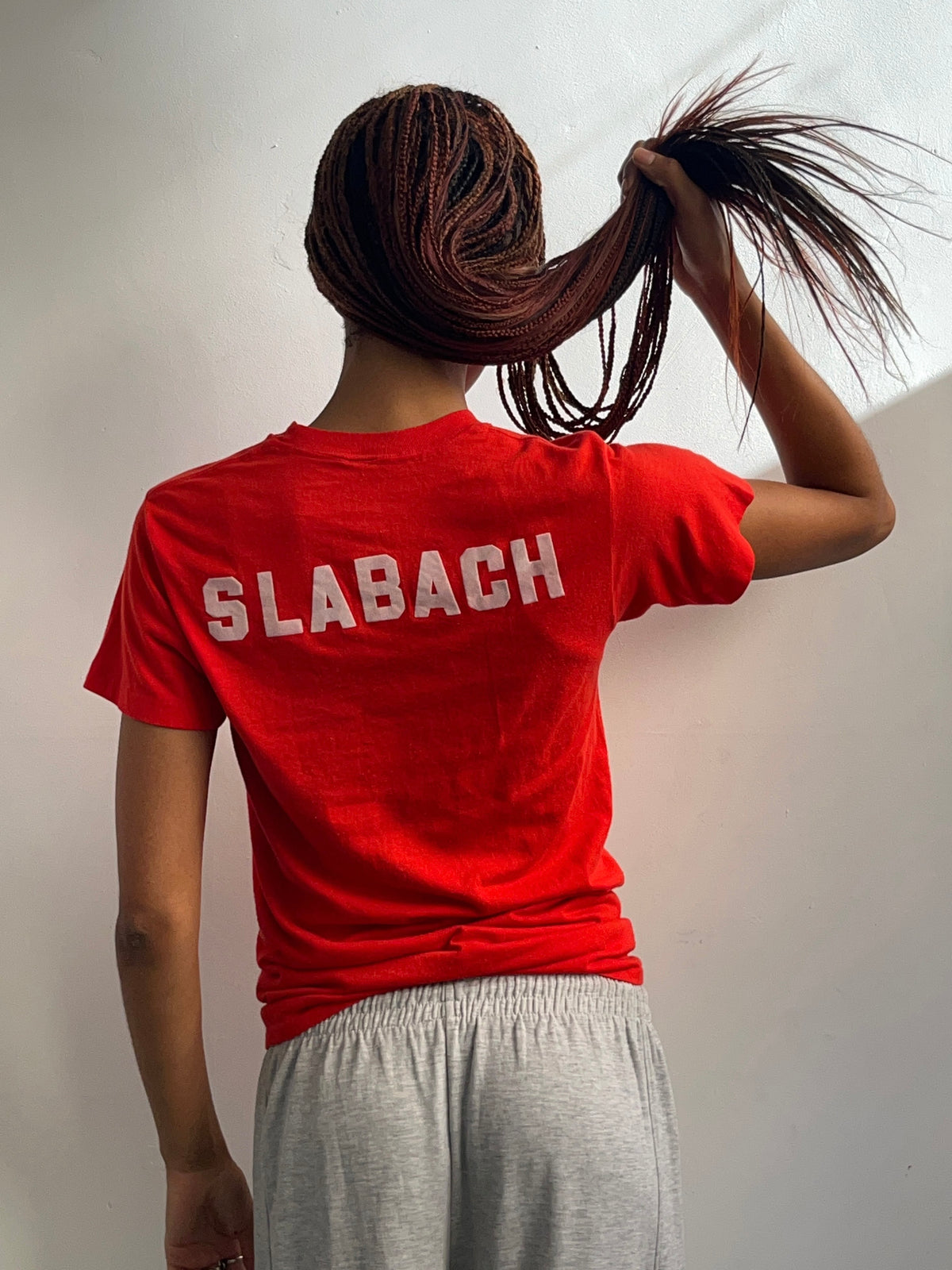Red Flocked Letter Tee