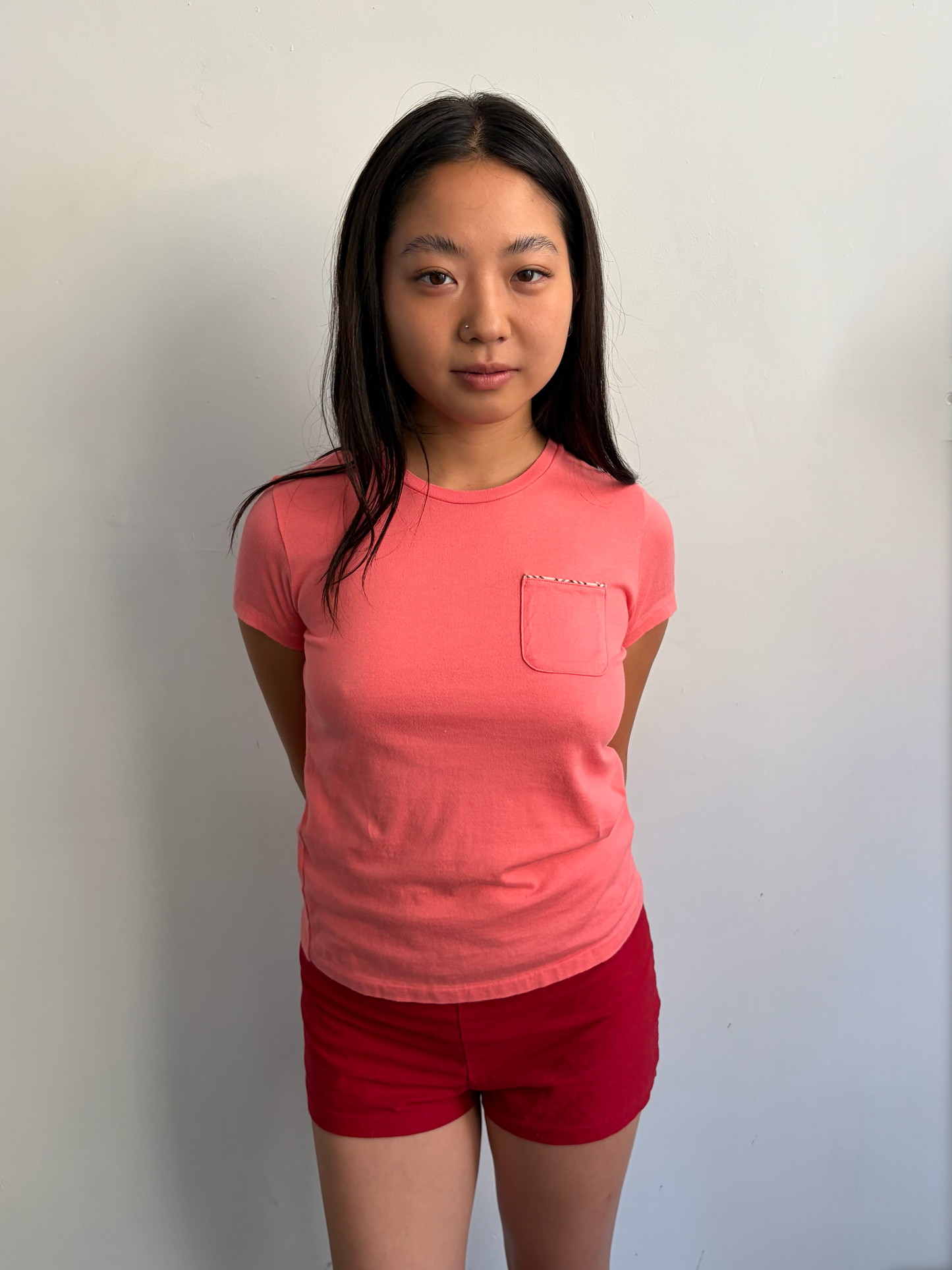 Coral Burberry Baby Tee