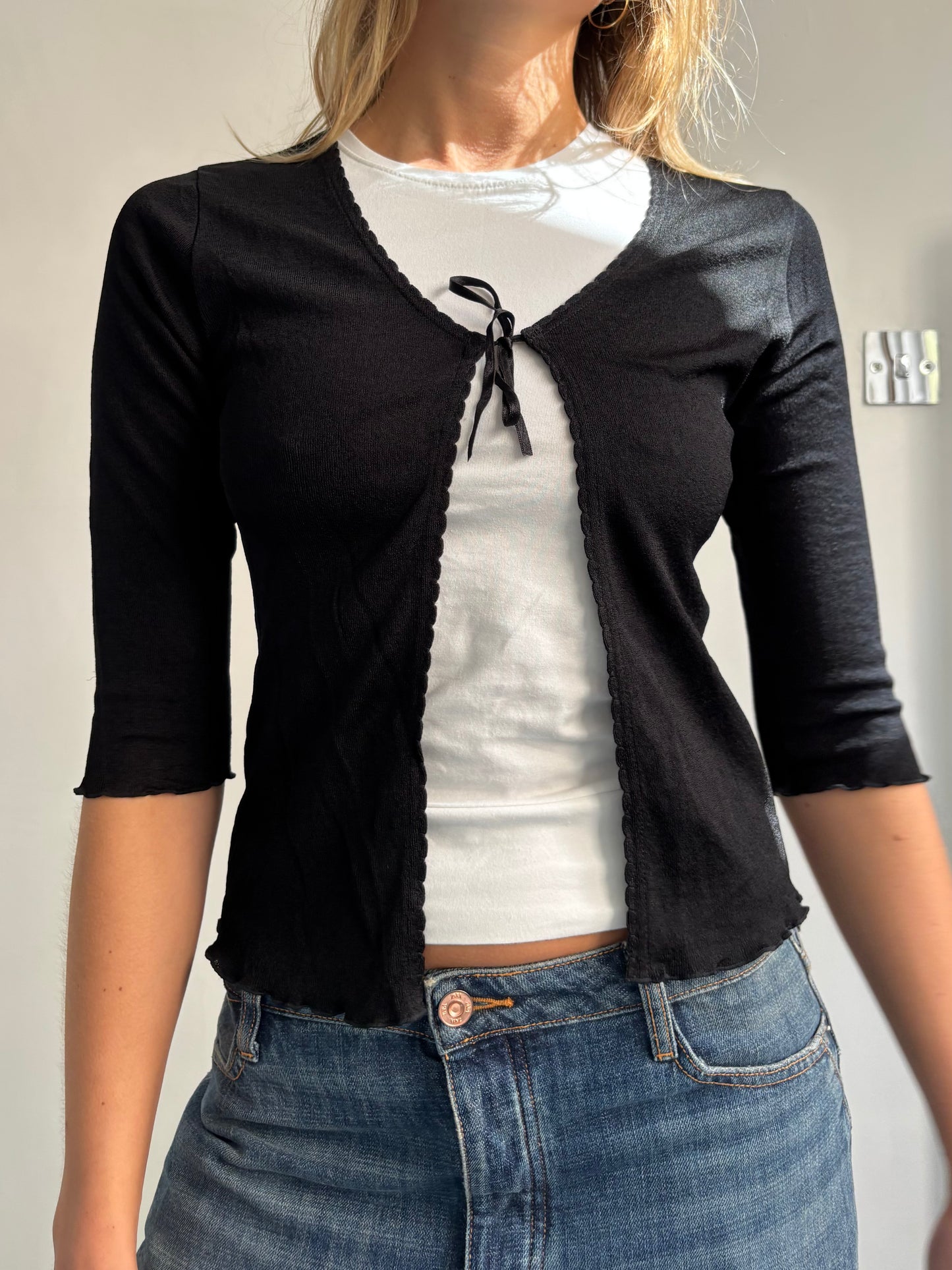 Black Fine Knit Cardigan