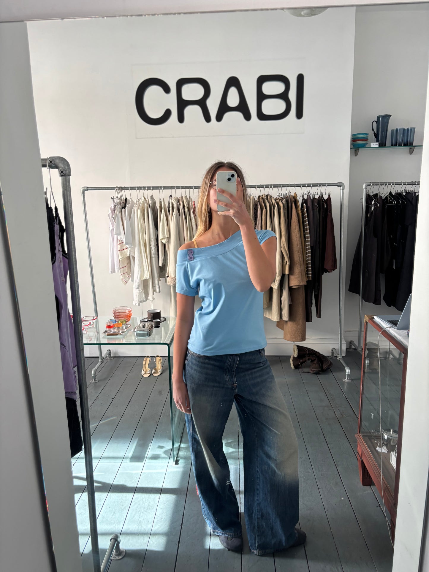 Blue Off Shoulder Top