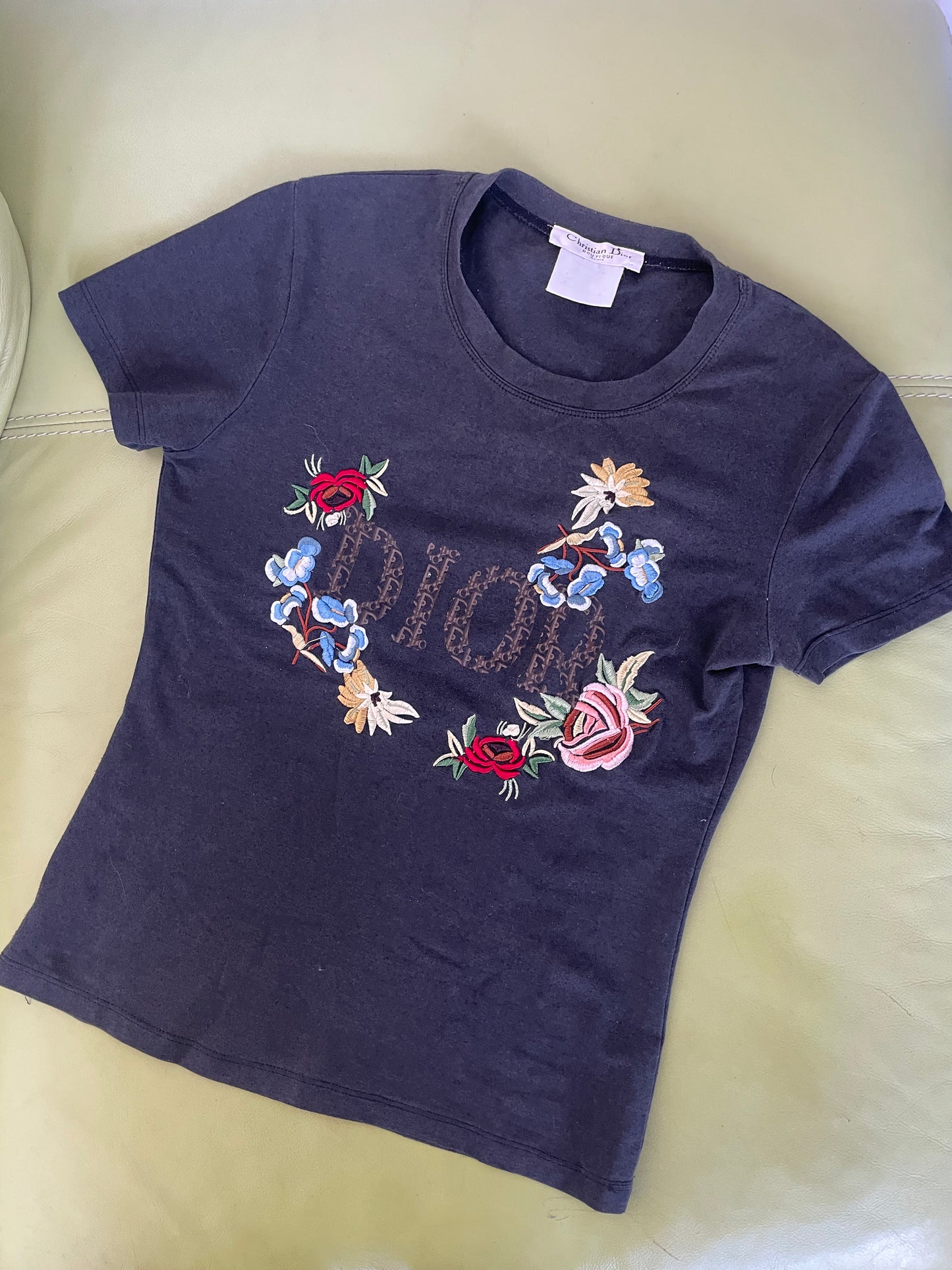 Floral Black Dior Baby Tee