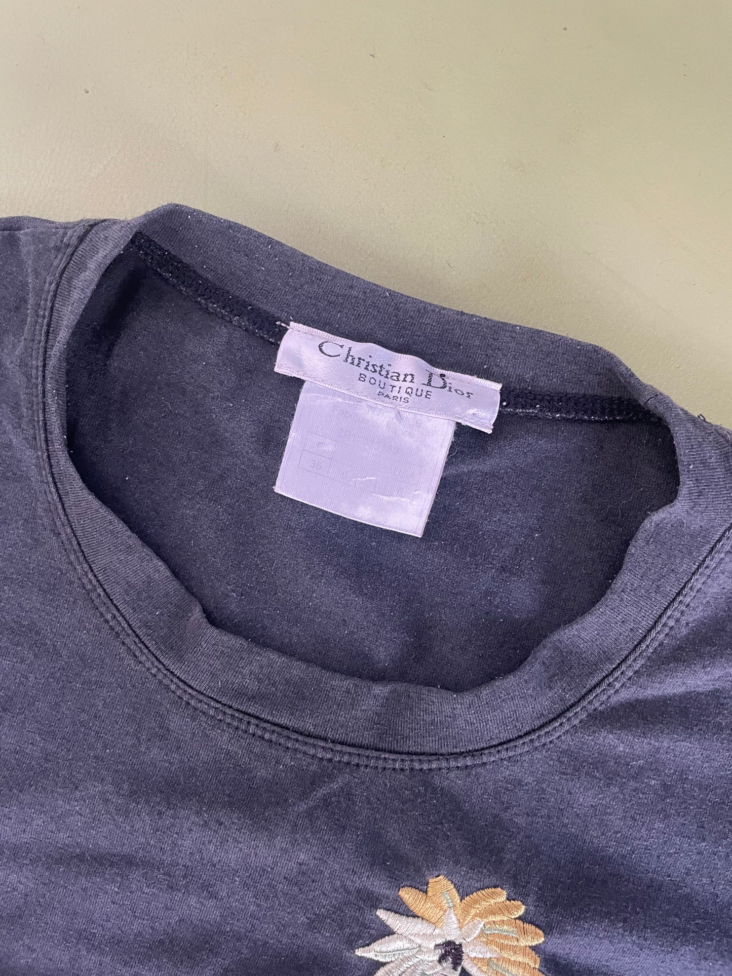 Floral Black Dior Baby Tee