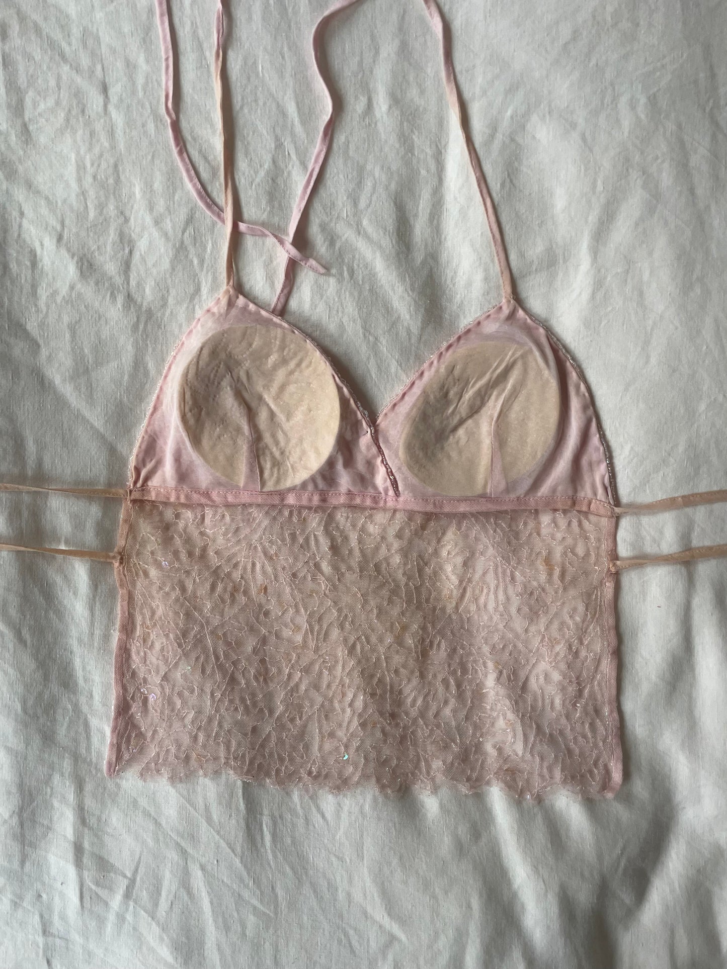 00s Beaded Backless Top - Light Pink