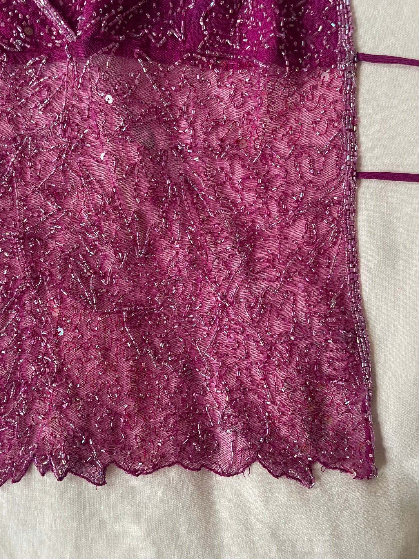 00s Beaded Backless Top - Dark Pink