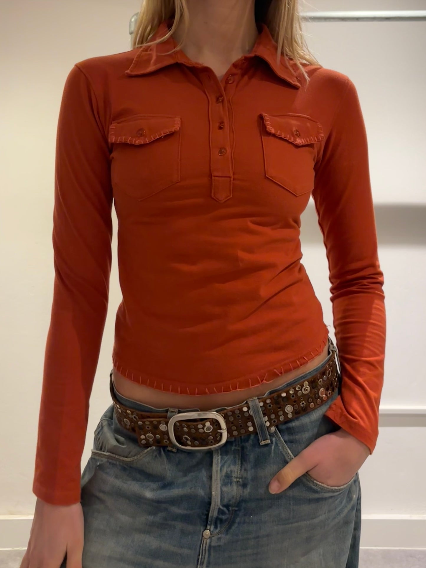 Orange Polo Top