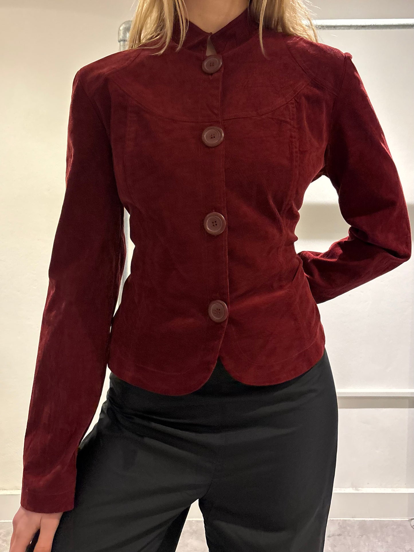 Dark Red High Neck Jacket