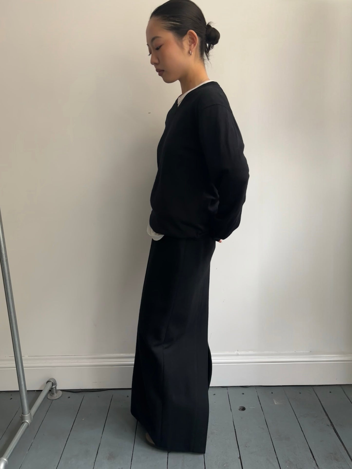 Jean Paul Gaultier Black Wool Maxi Skirt