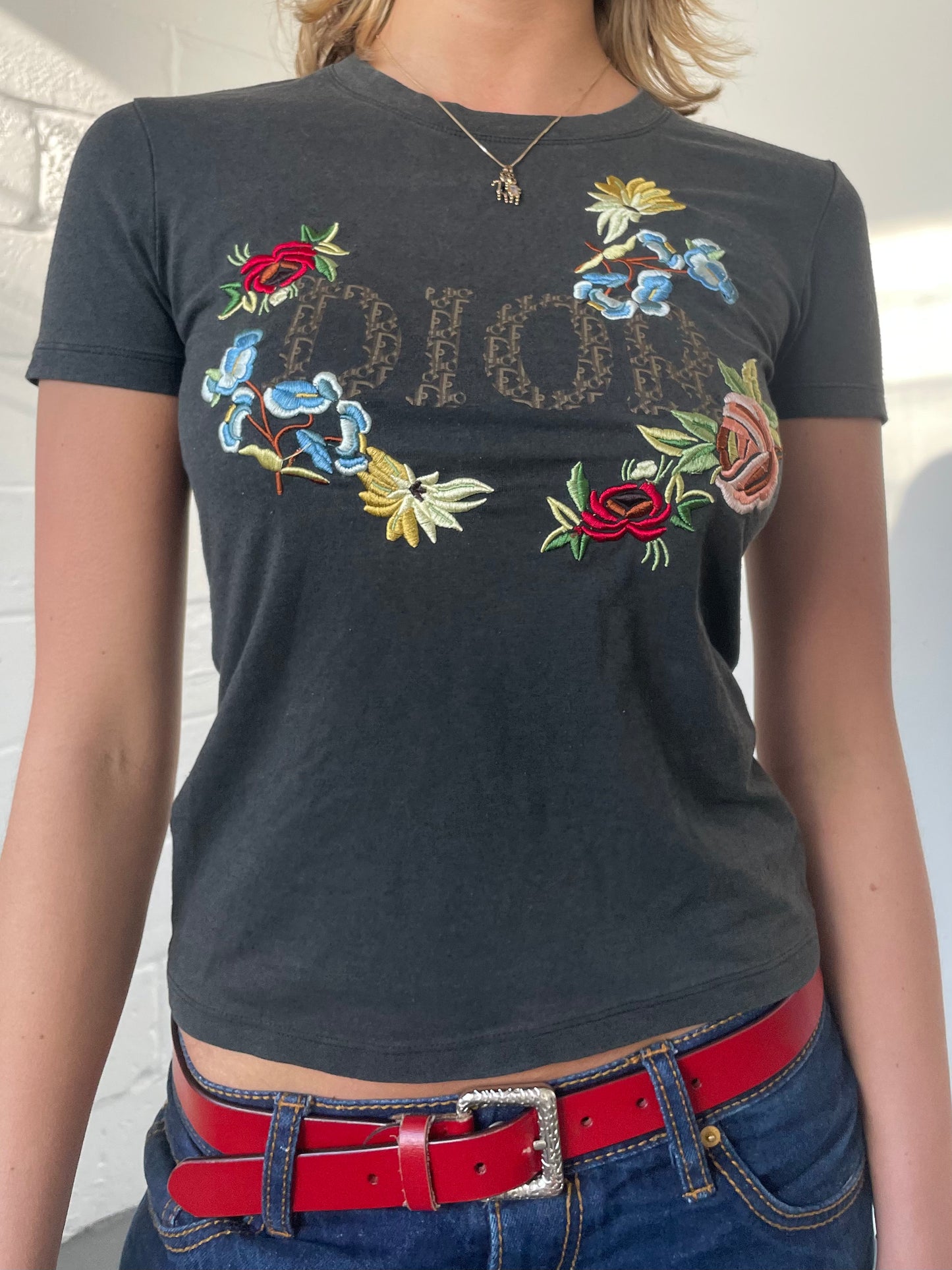 Floral Black Dior Baby Tee