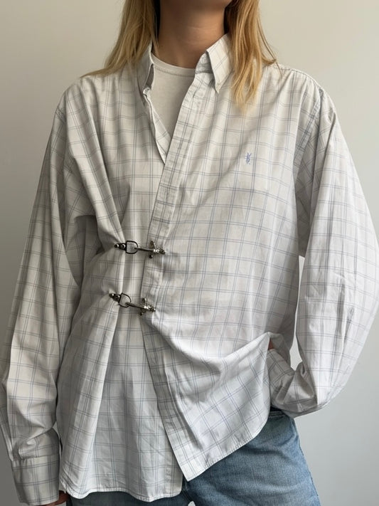 White Check Fireman Clasp Shirt