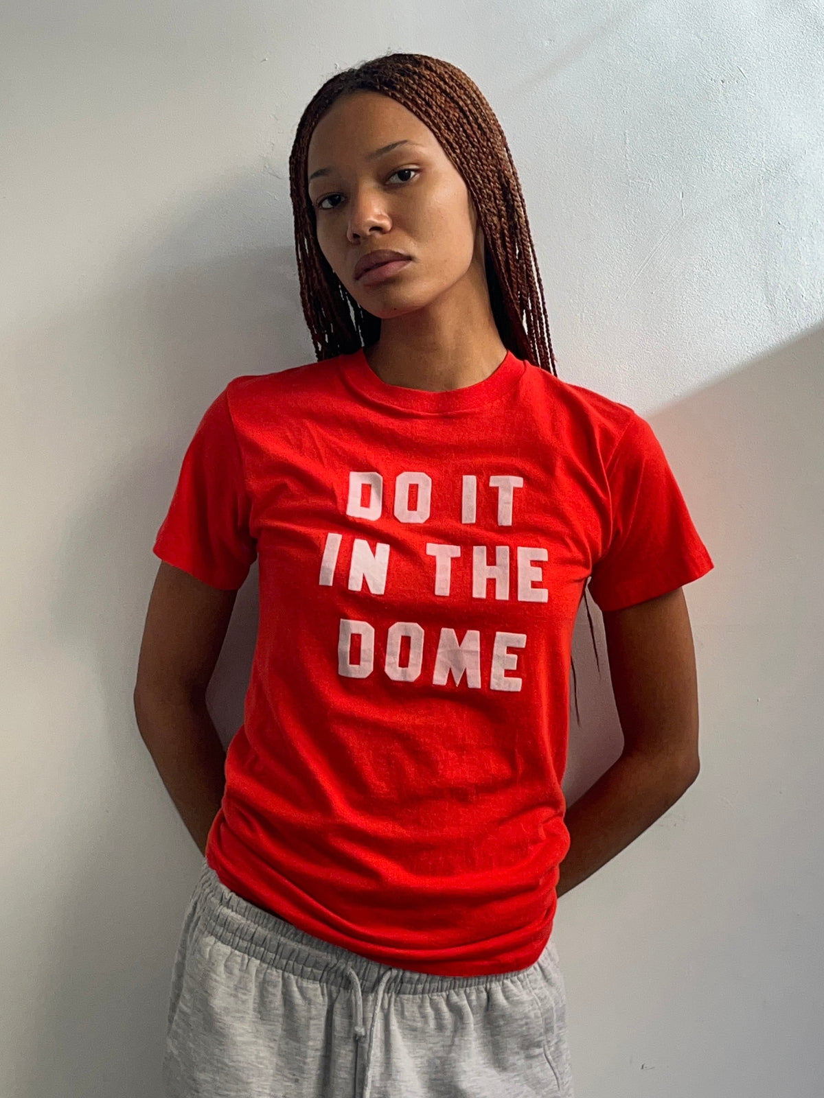 Red Flocked Letter Tee