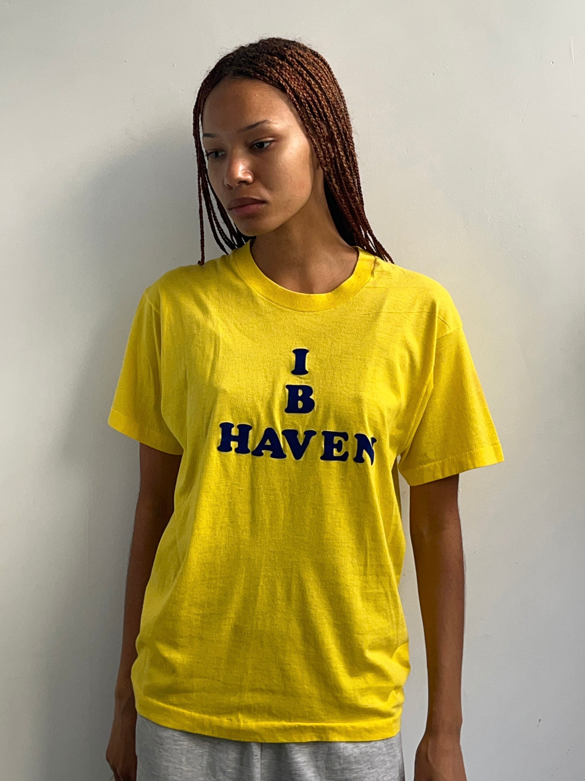 Yellow Flocked Letter Tee