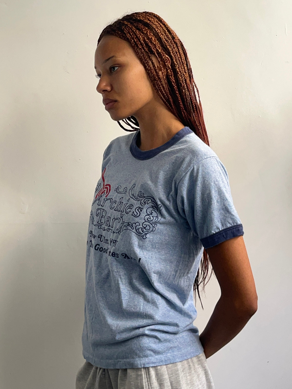 Blue Graphic Ringer Tee