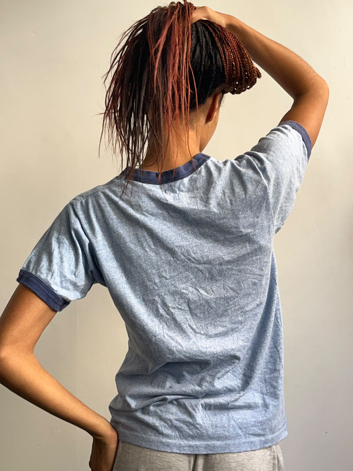 Blue Graphic Ringer Tee