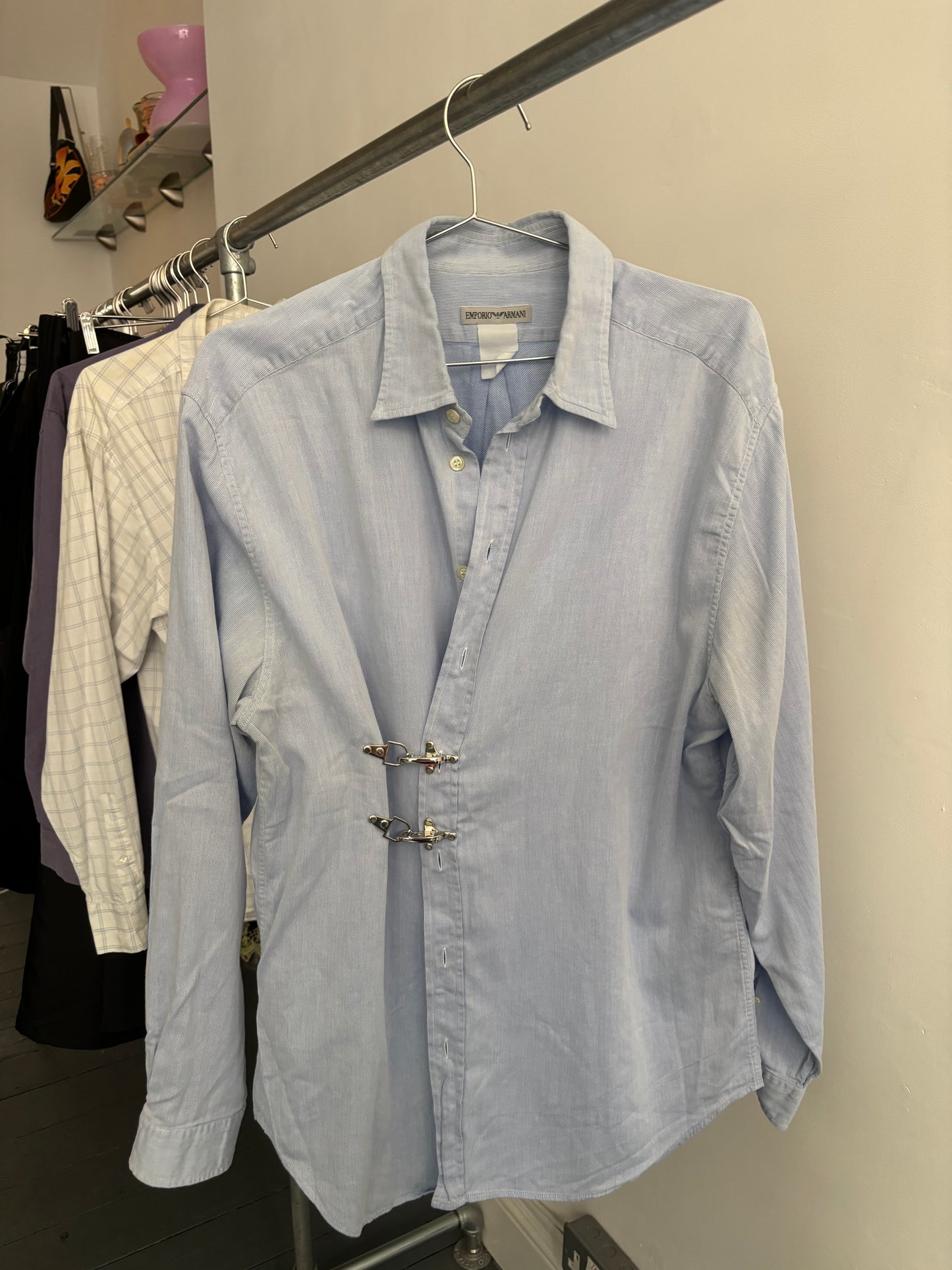 Armani Blue Fireman Clasp Shirt