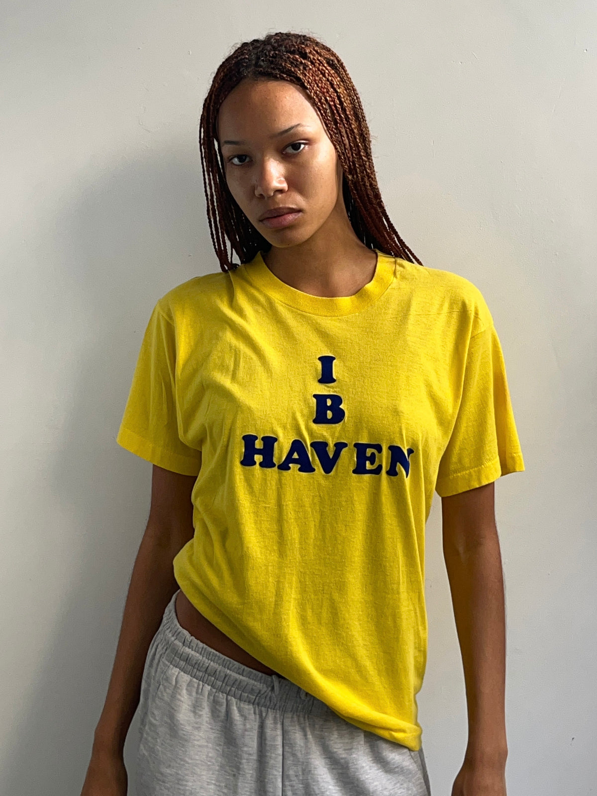 Yellow Flocked Letter Tee