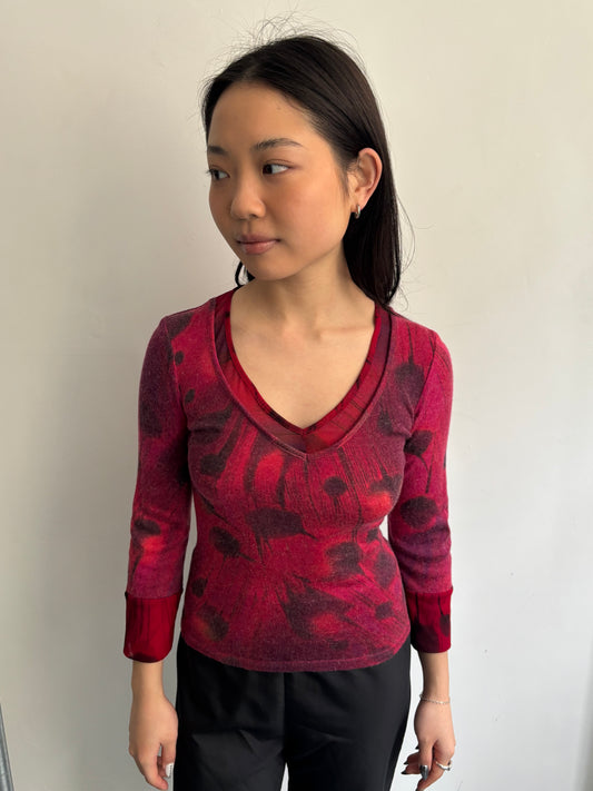 Red Mesh Long Sleeve