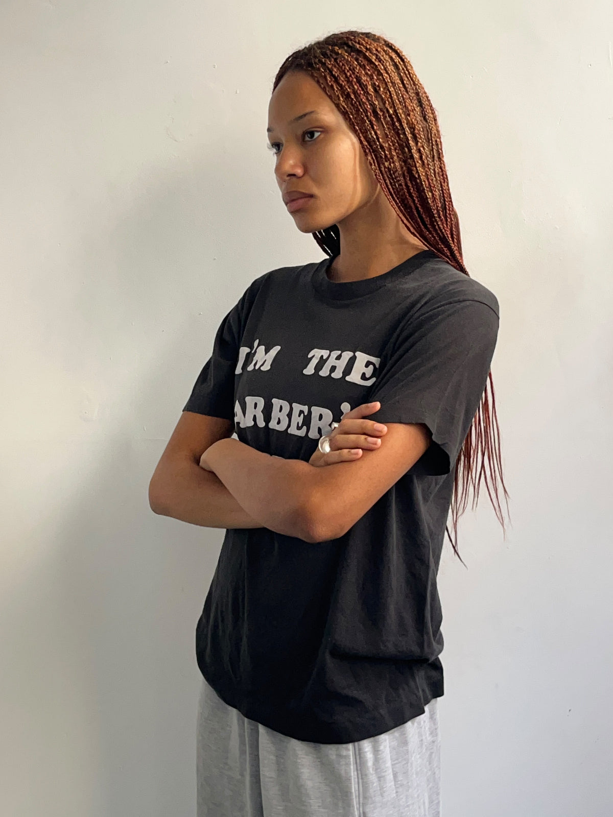 Black Flocked Letter Tee