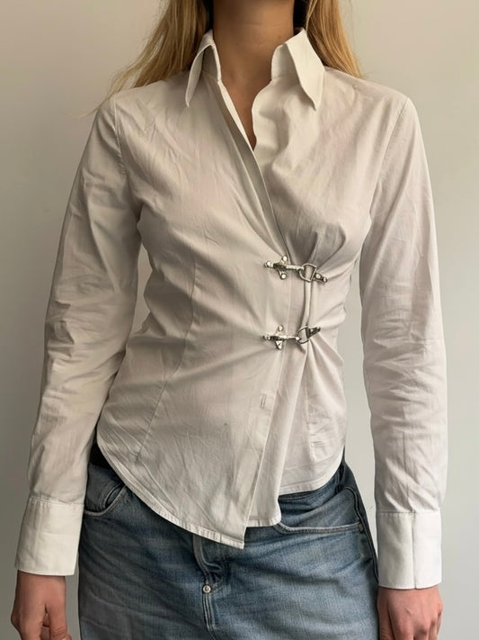 White Fireman Clasp Shirt