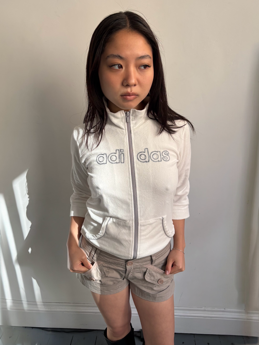 White Adidas Zip Up Fleece