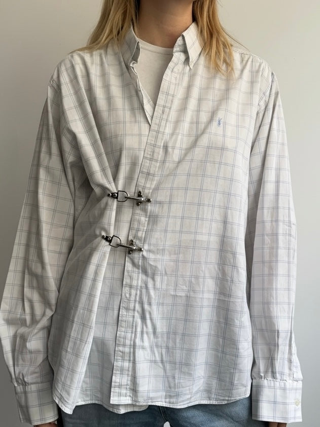 White Check Fireman Clasp Shirt