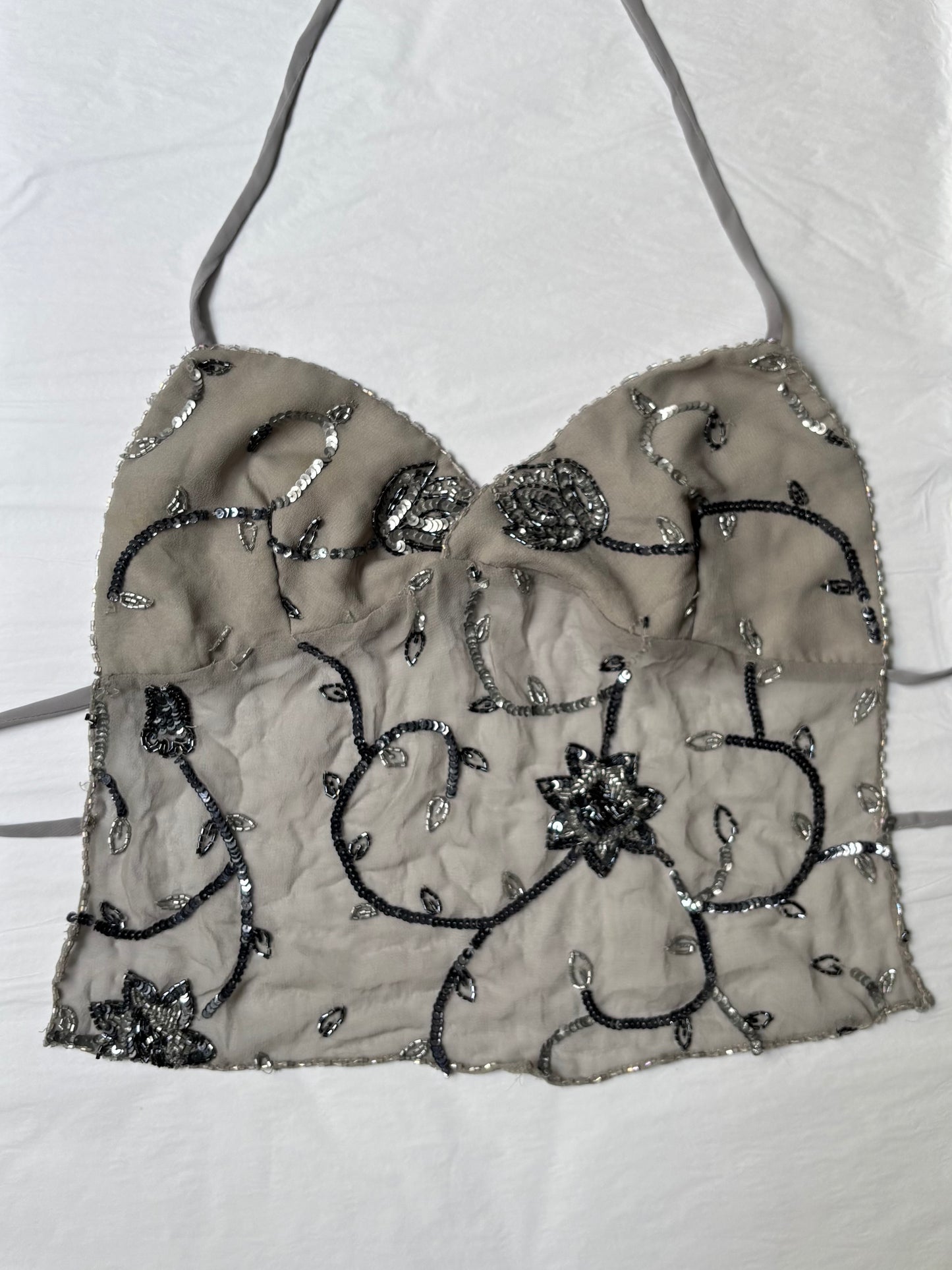 Grey Beaded Halter