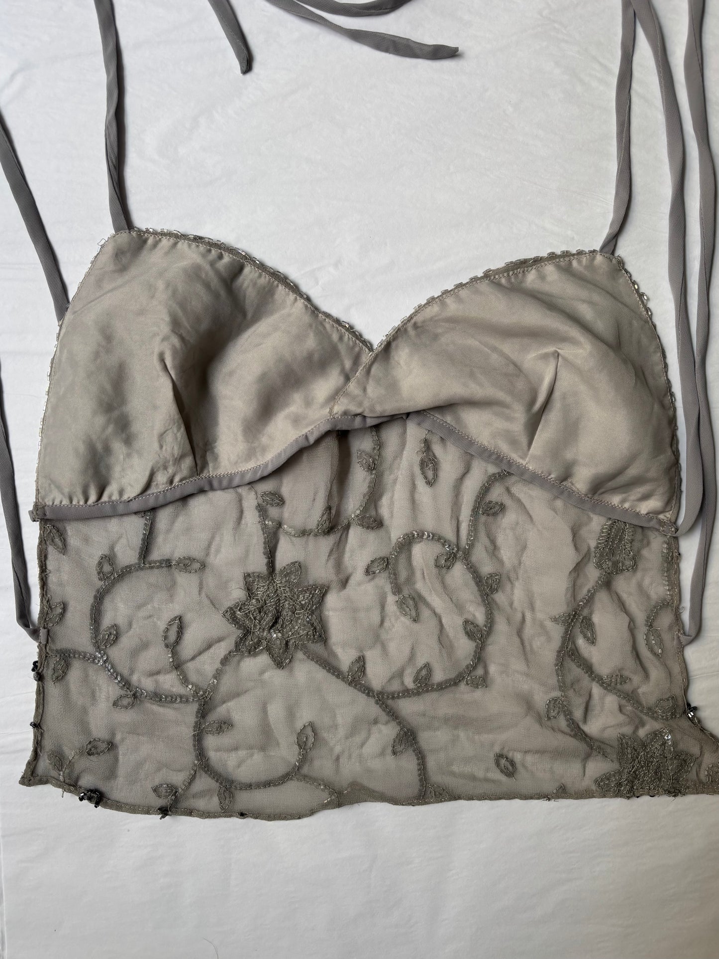 Grey Beaded Halter