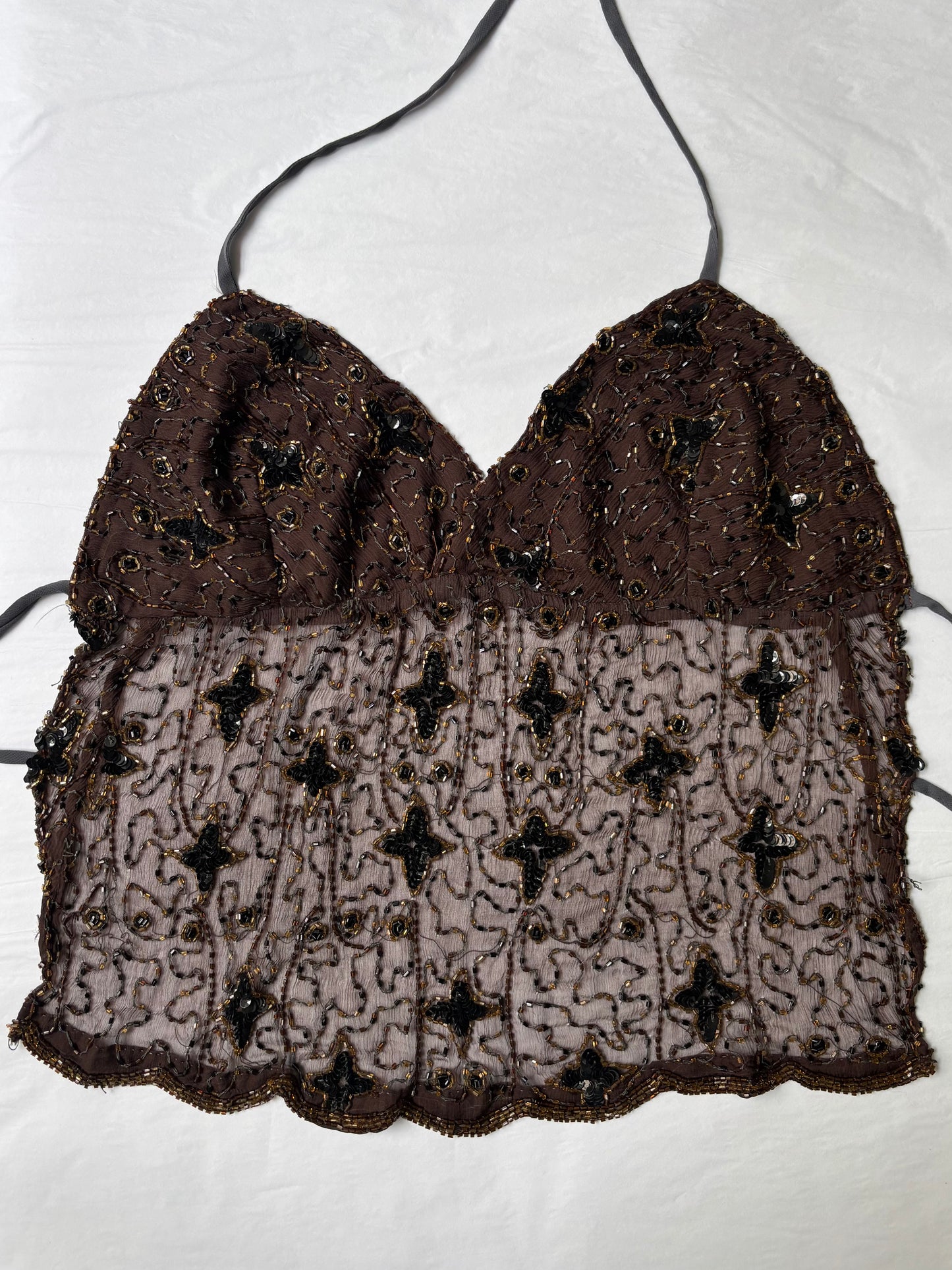 Brown Beaded Halter