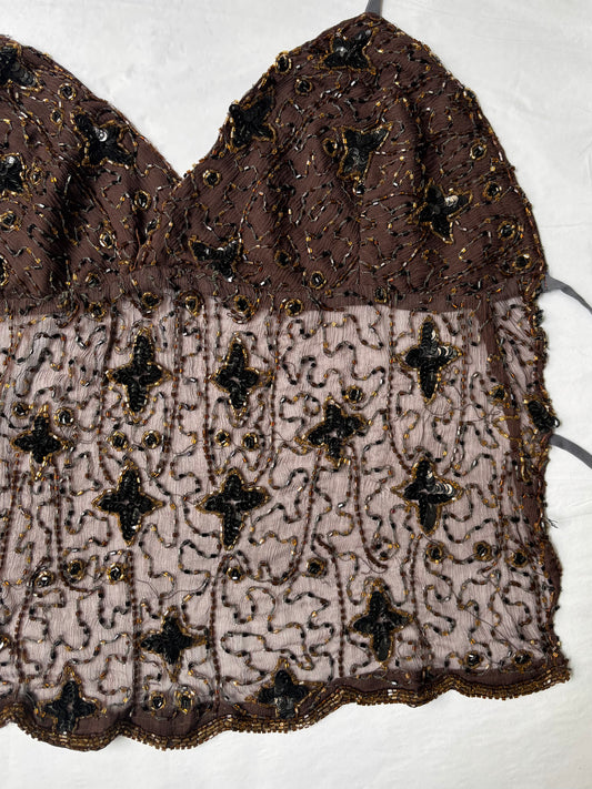 Brown Beaded Halter