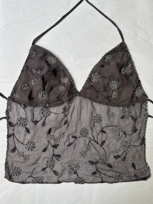 Grey Beaded Halter