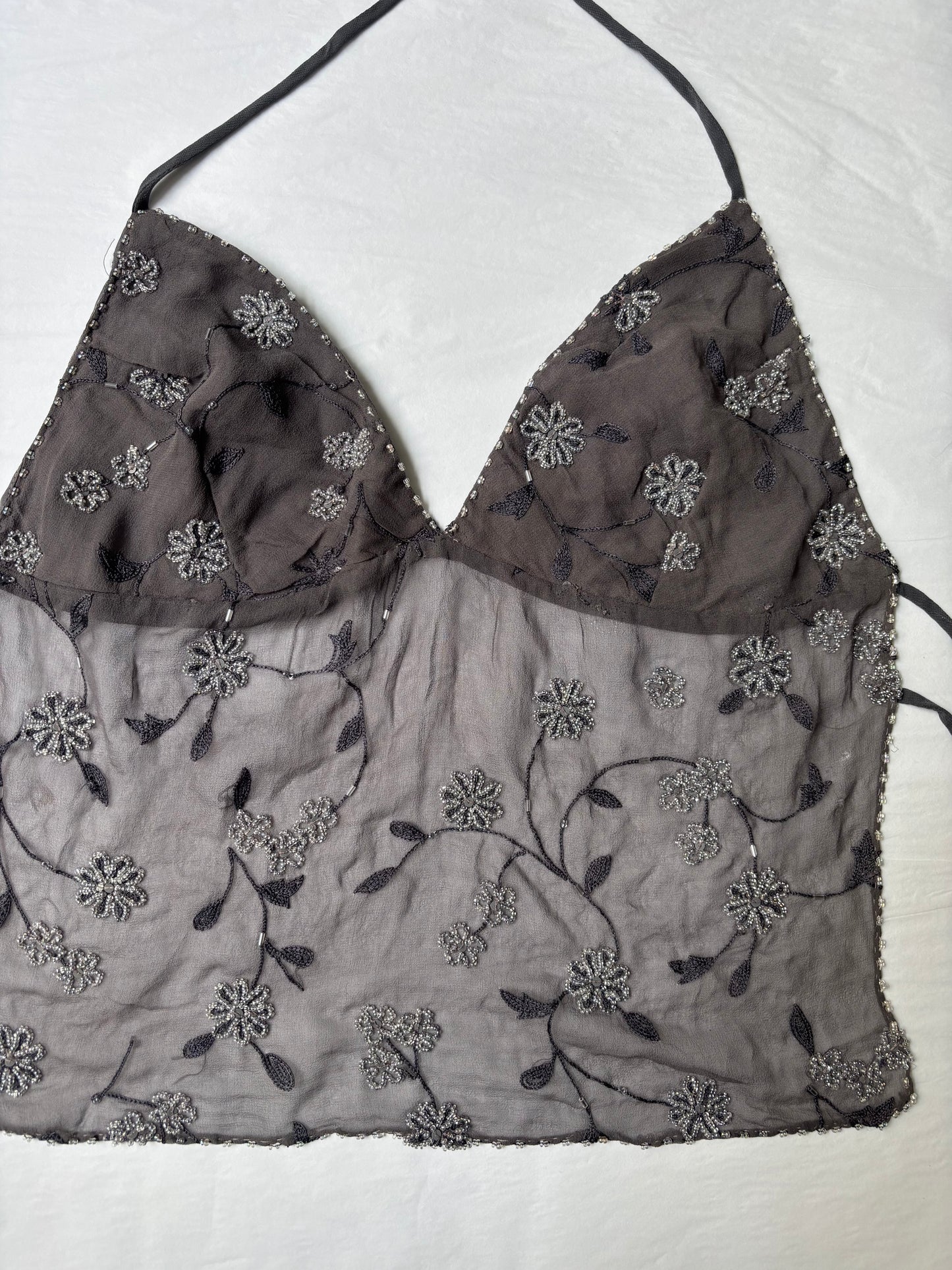 Grey Beaded Halter