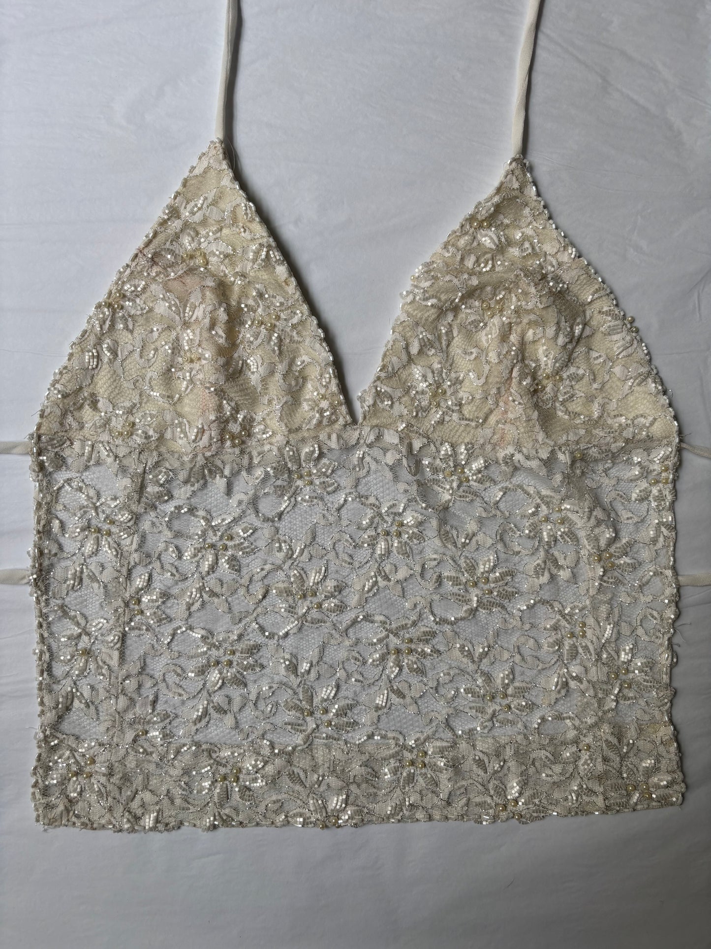 White Lace Beaded Halter