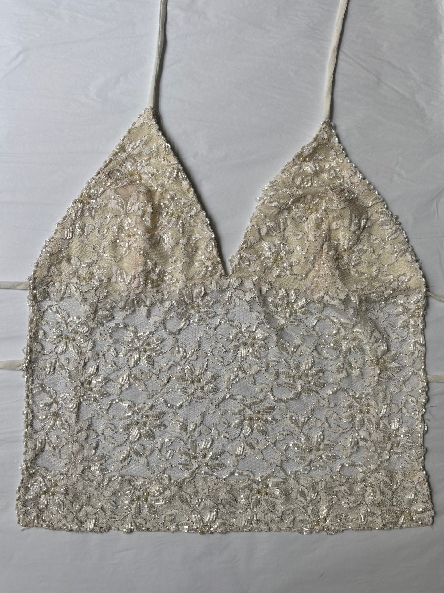 White Lace Beaded Halter
