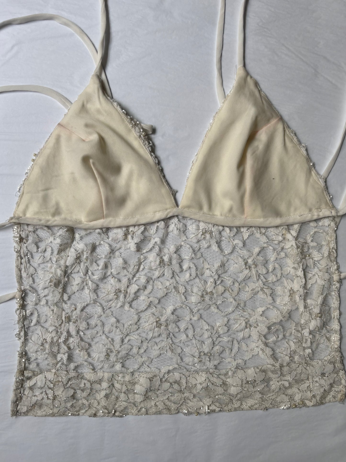 White Lace Beaded Halter