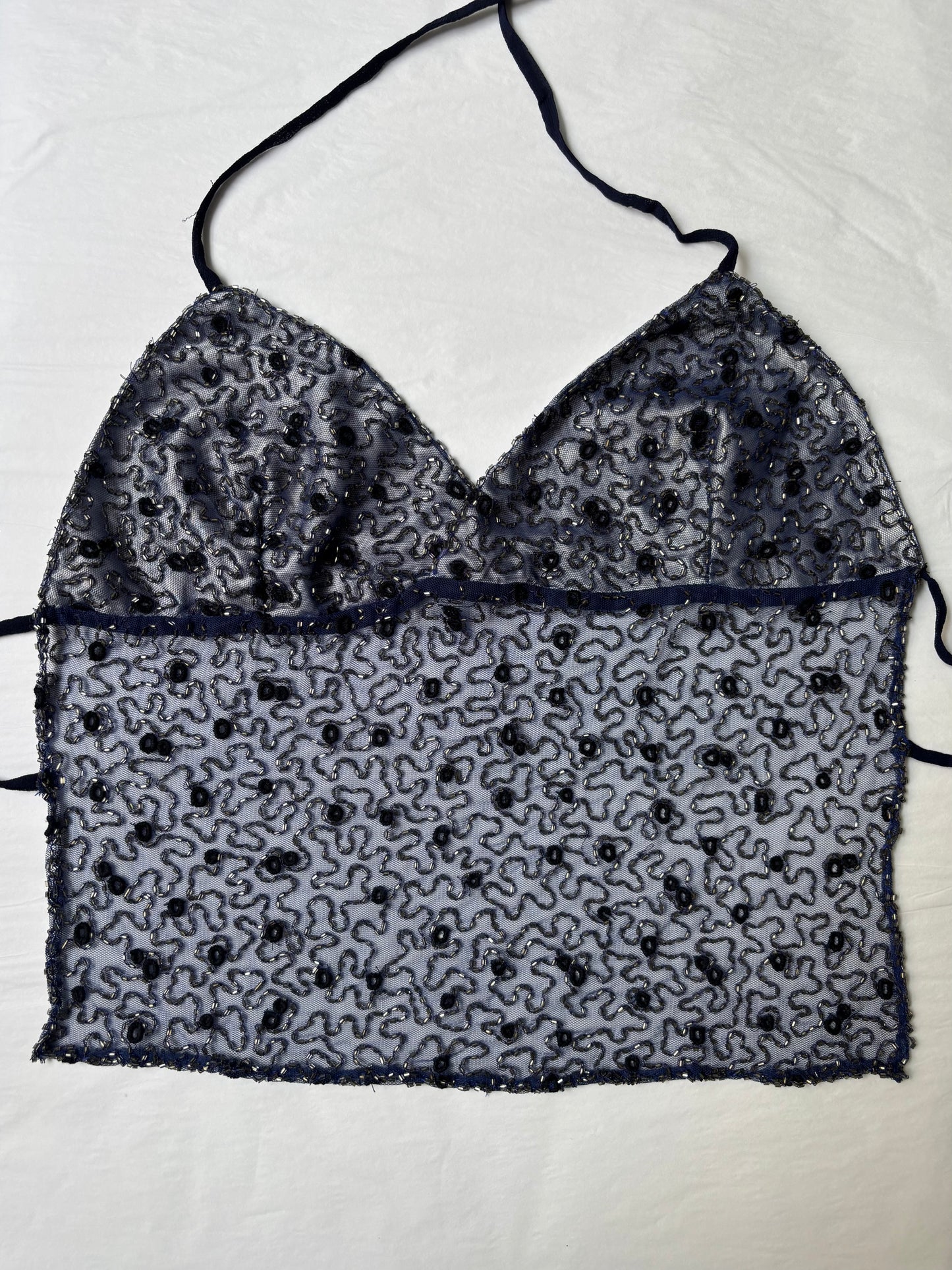 Navy Beaded Halter