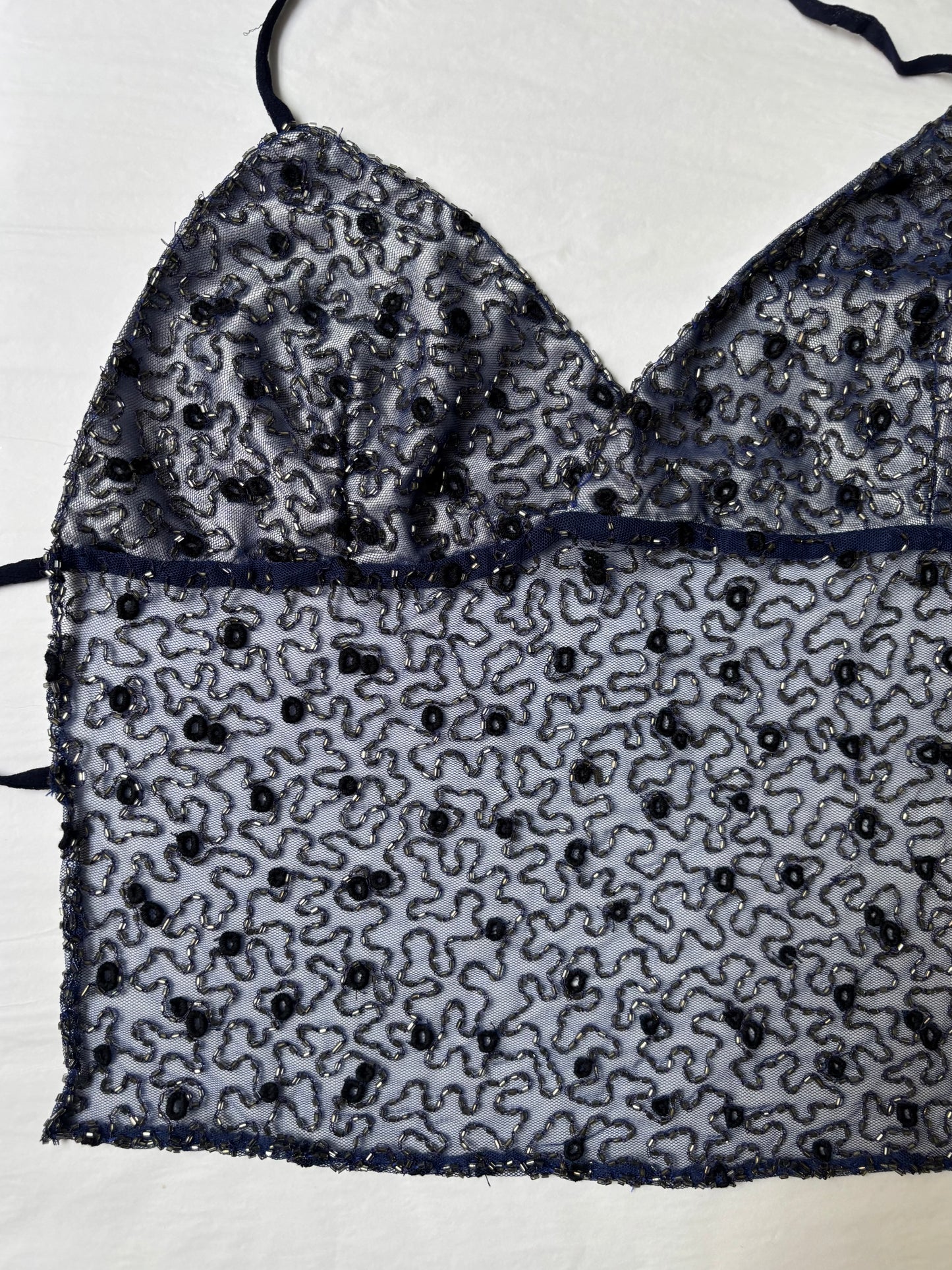 Navy Beaded Halter