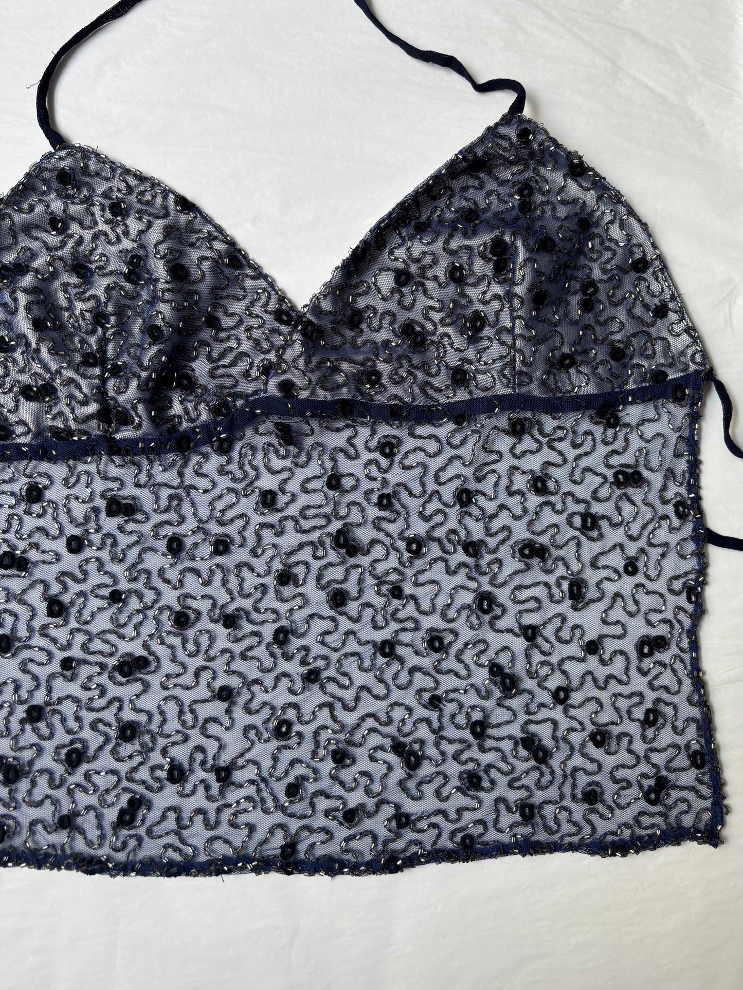 Navy Beaded Halter