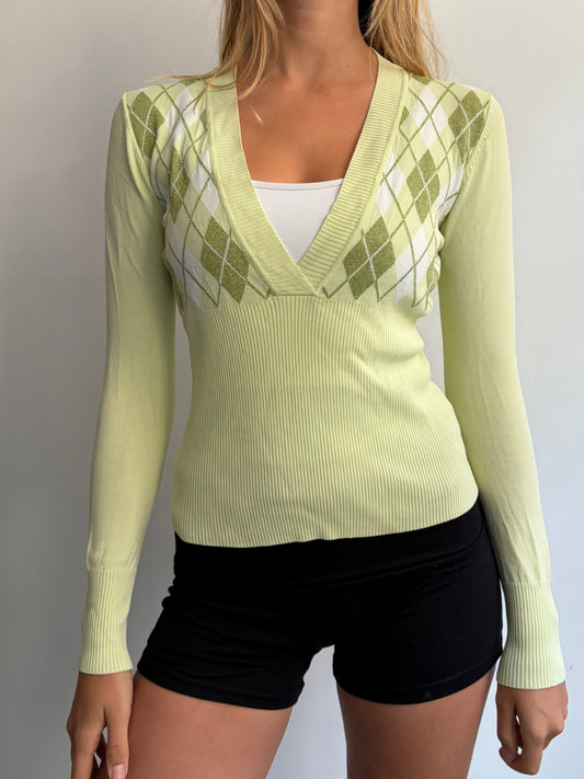 Green Argyle Jumper