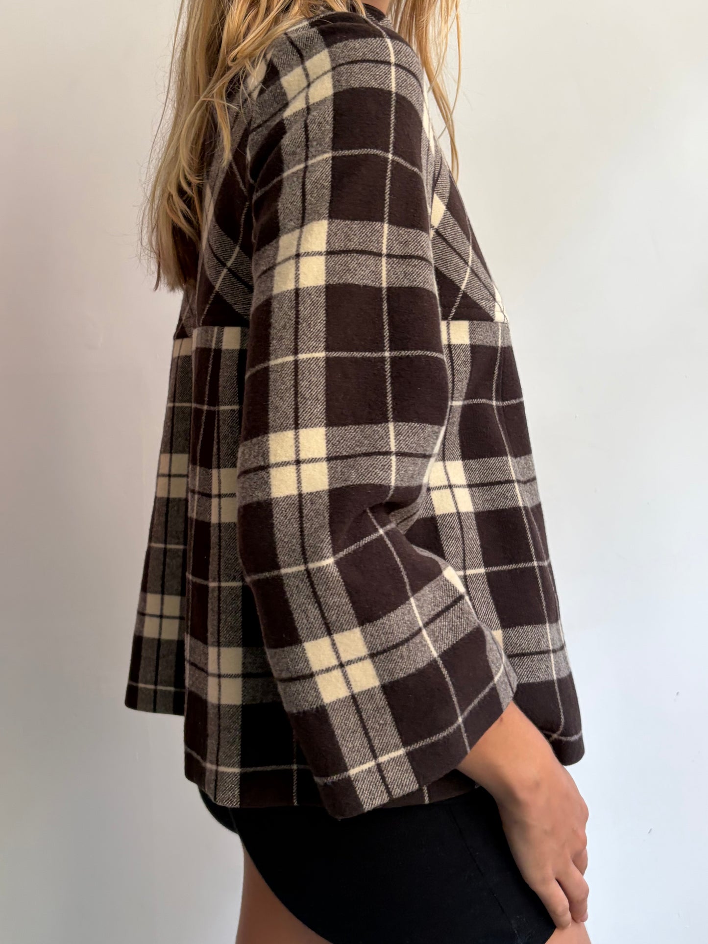 Brown Plaid Swing Jacket