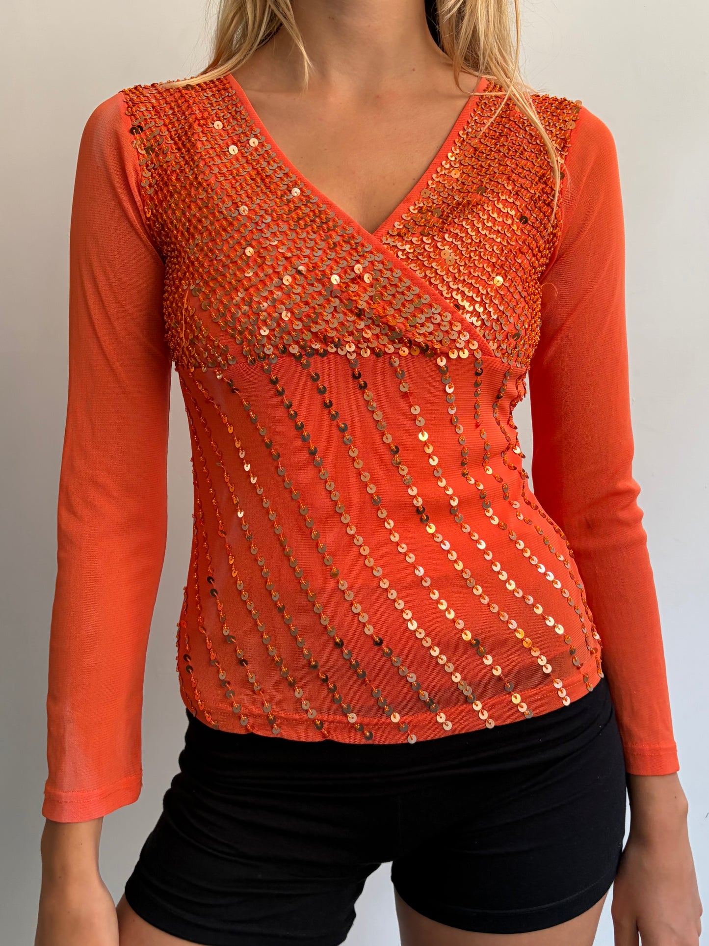 Orange Sequin Top