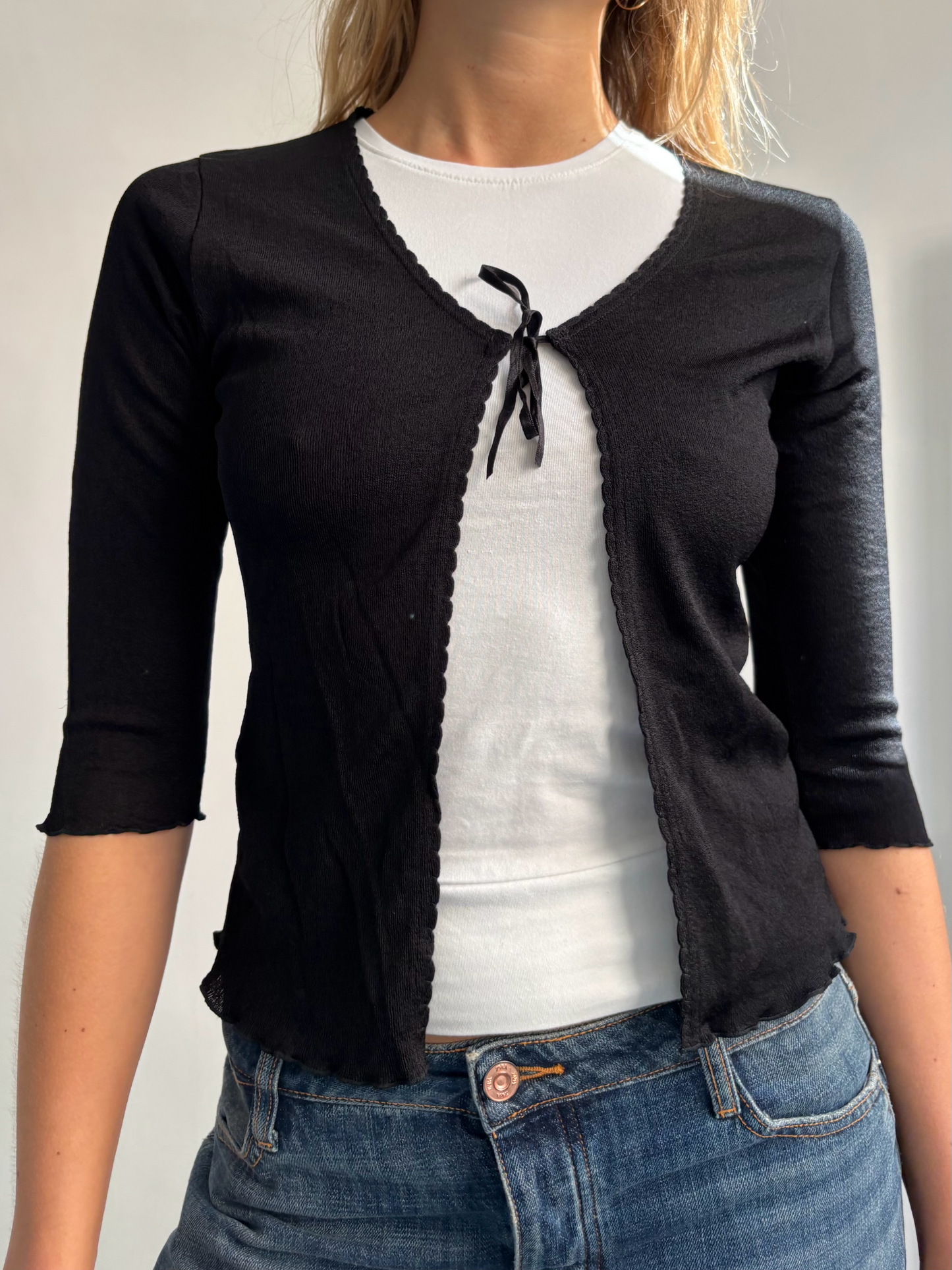 Black Fine Knit Cardigan
