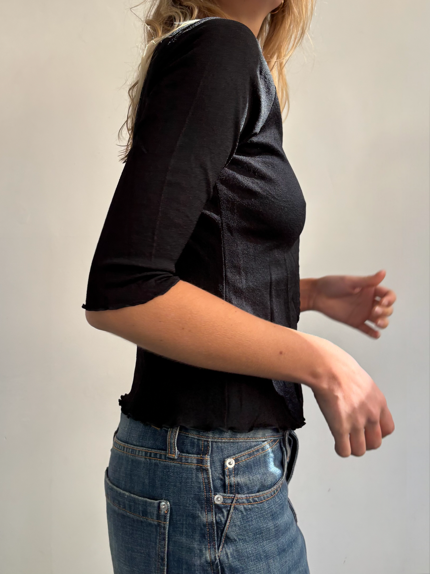 Black Fine Knit Cardigan