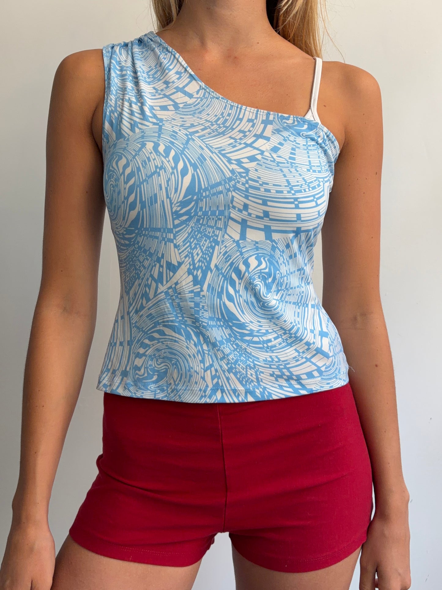Blue One Shoulder Top
