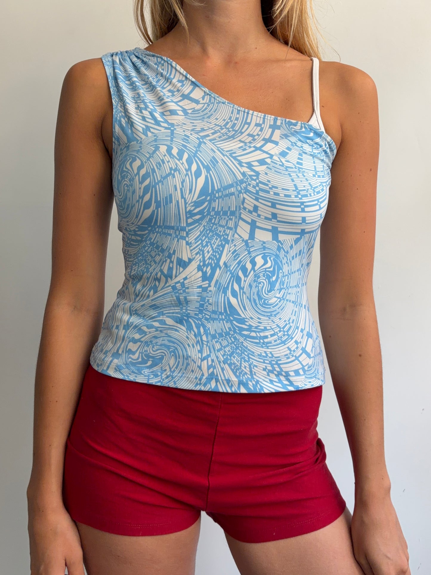 Blue One Shoulder Top
