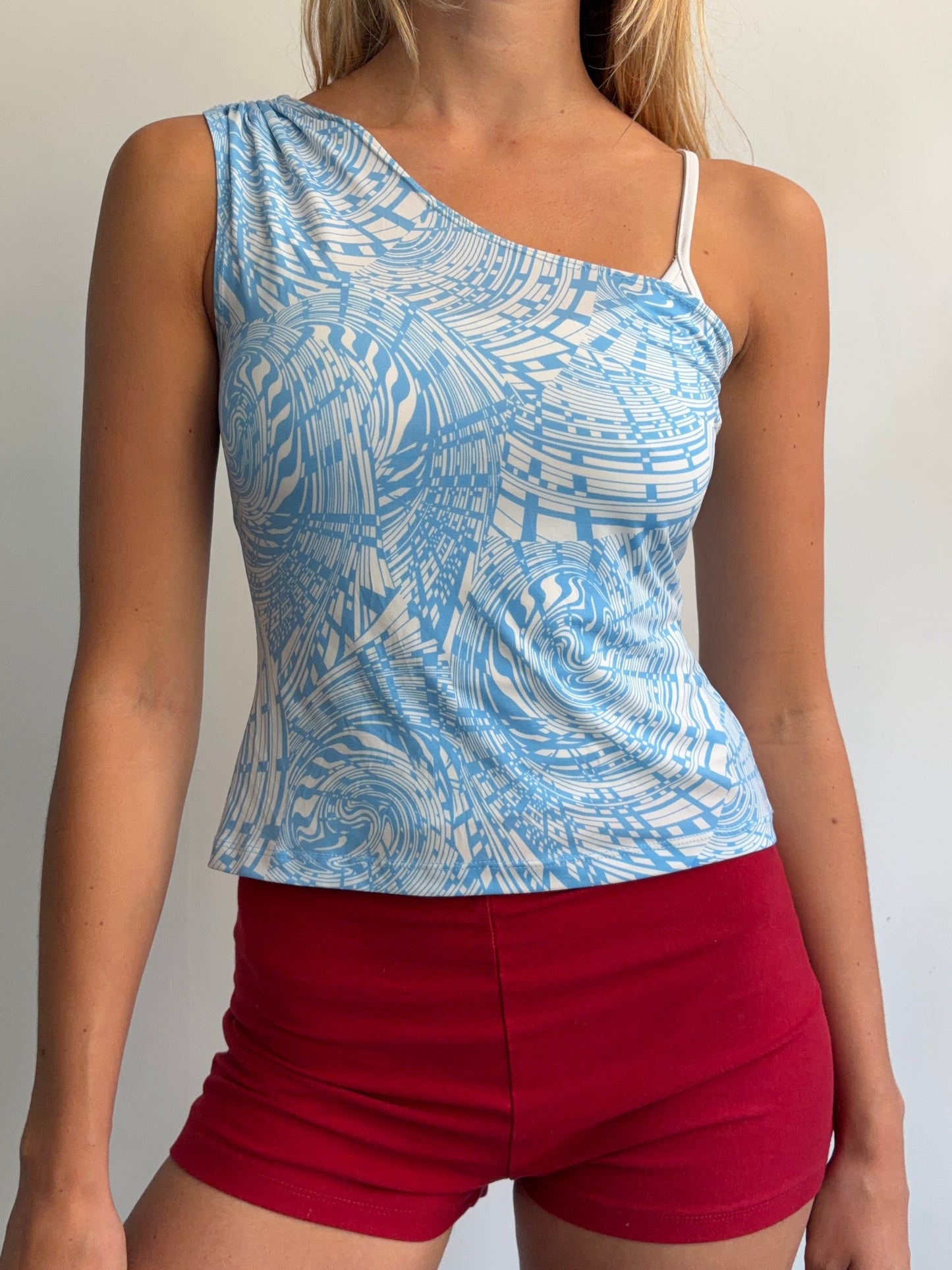 Blue One Shoulder Top