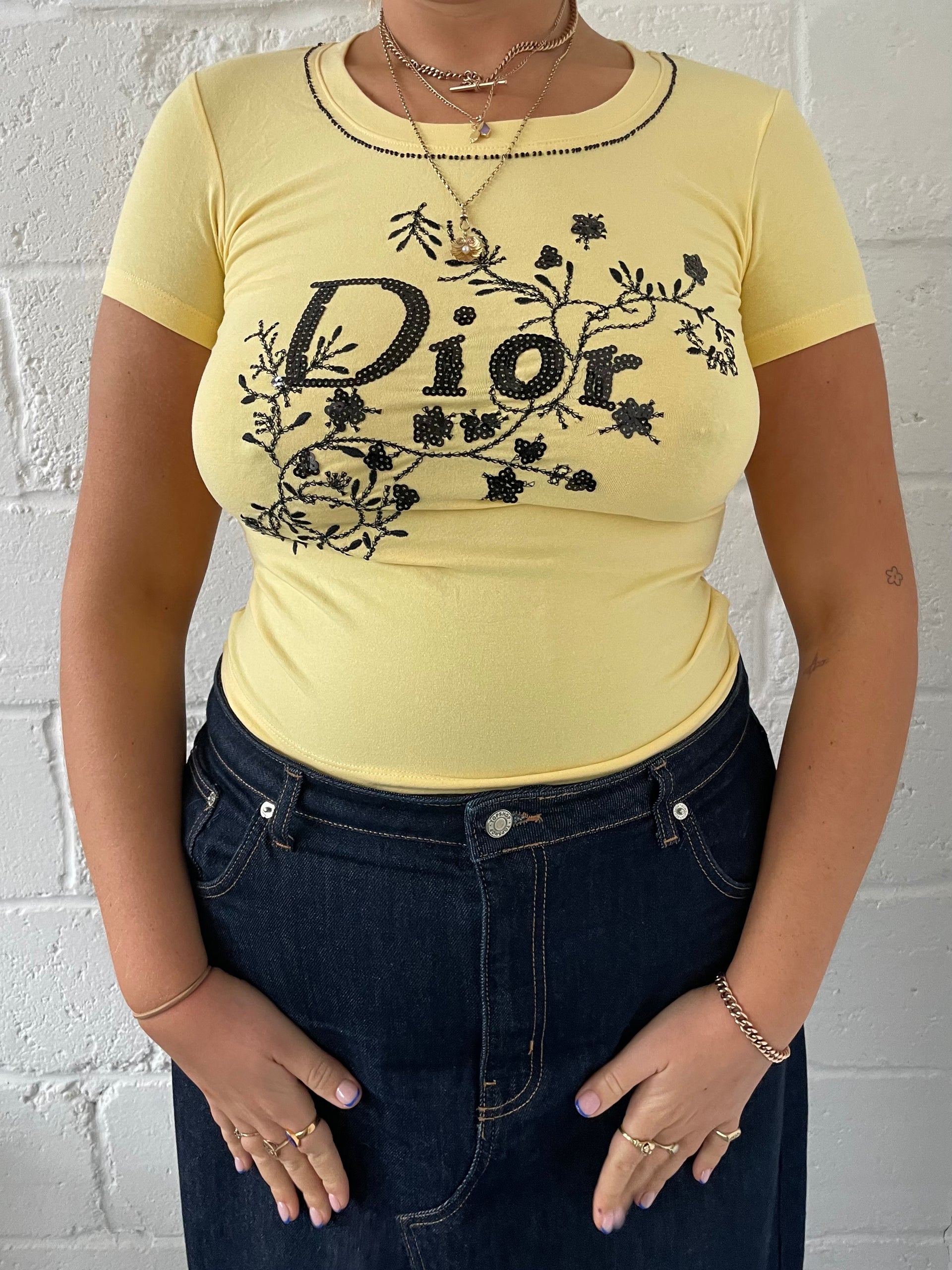 Yellow Dior Baby Tee – Gabi Crewe