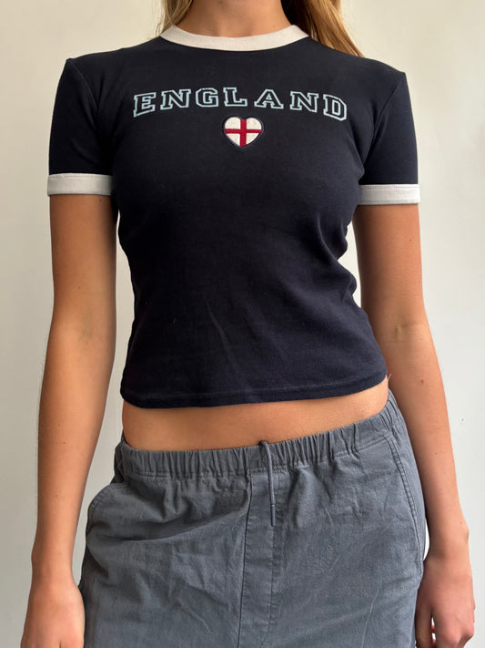 Navy England Baby Tee