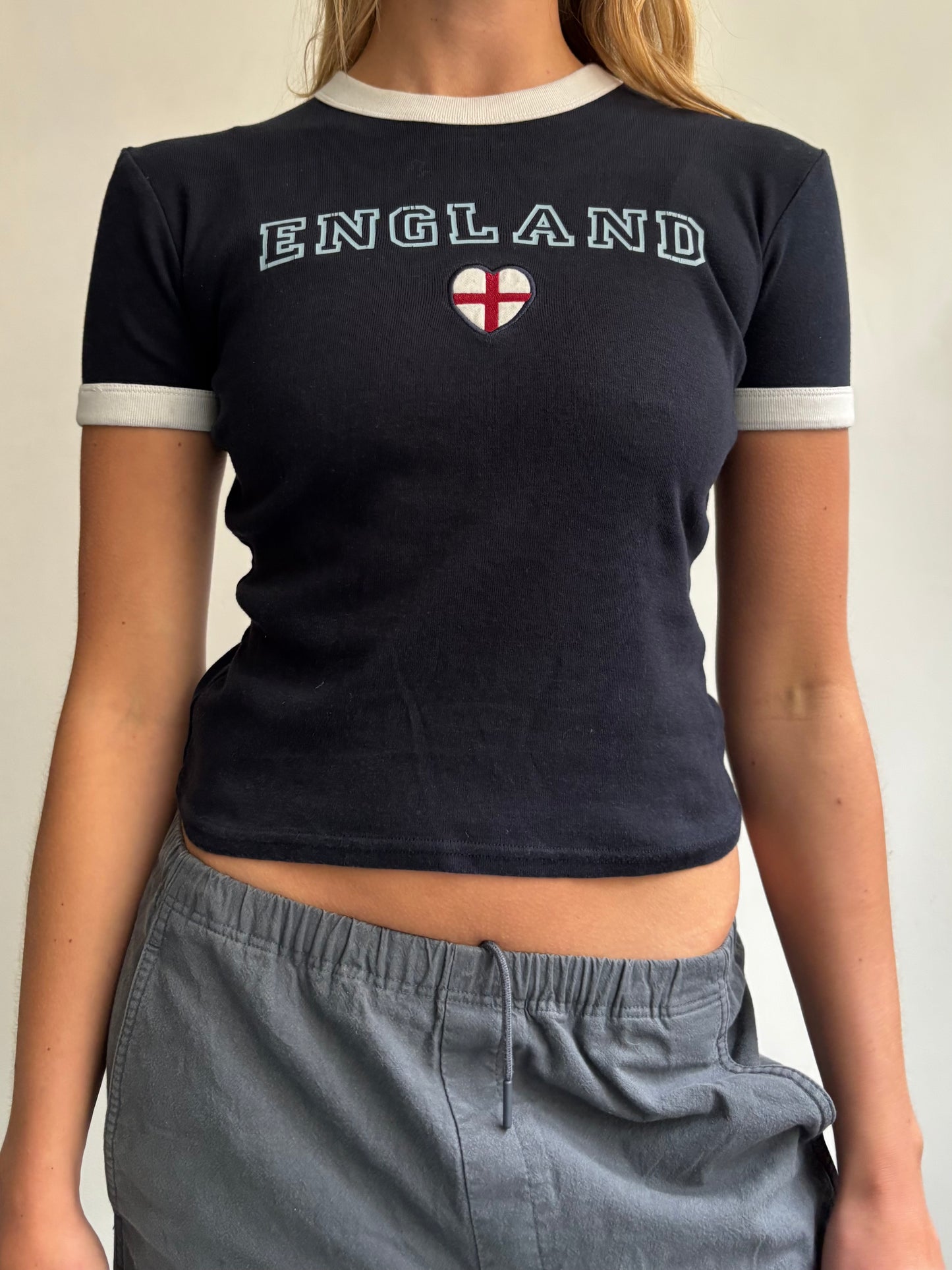 Navy England Baby Tee