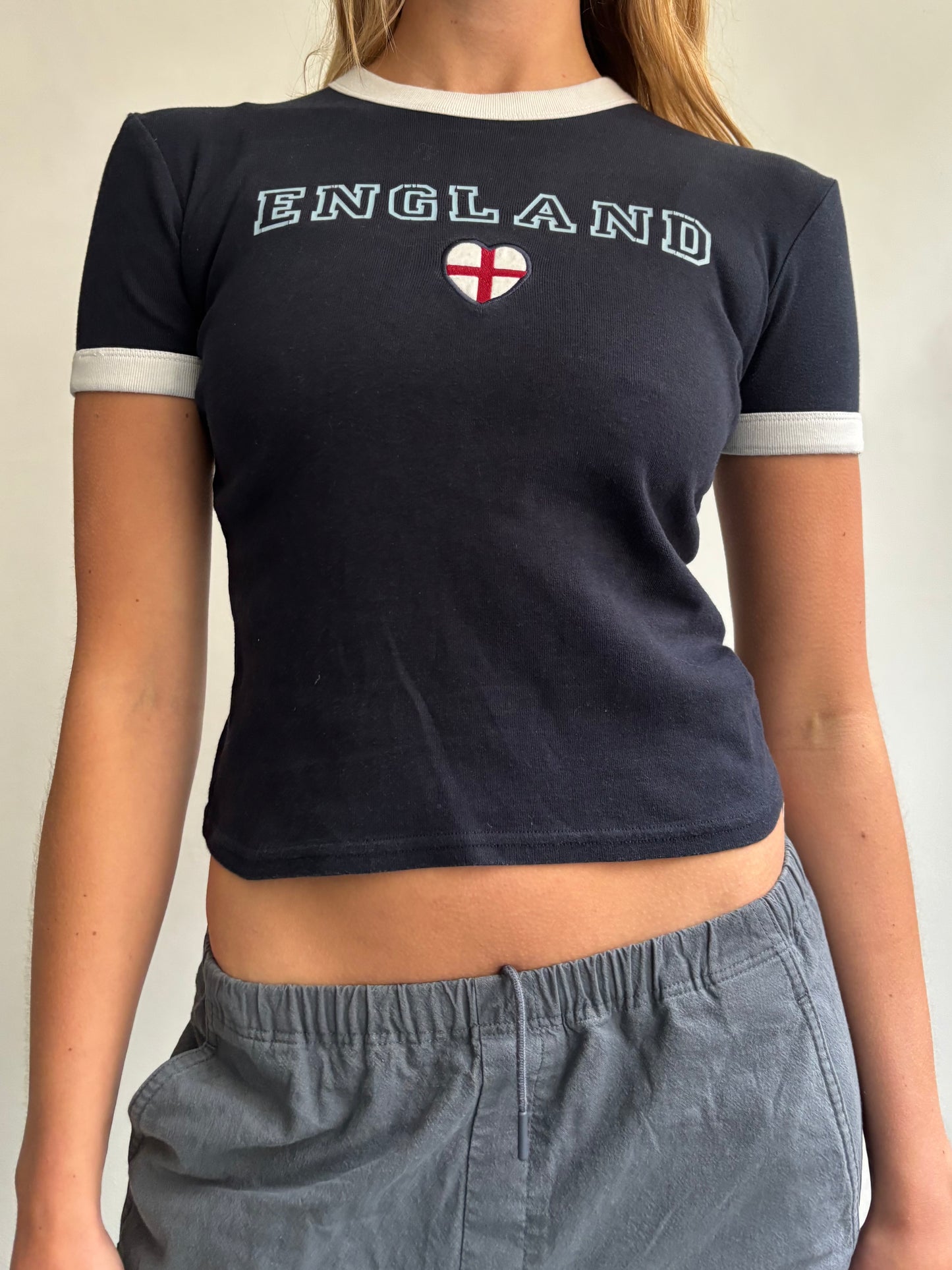 Navy England Baby Tee