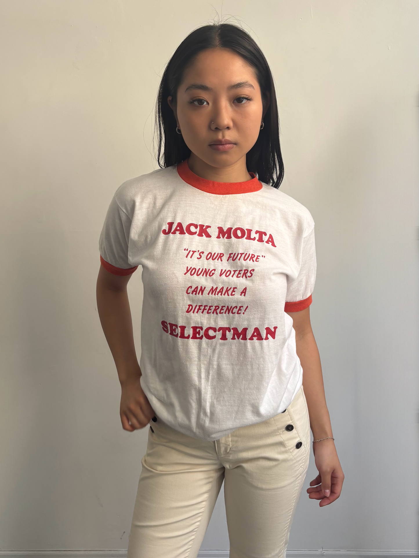White and Red Ringer Tee